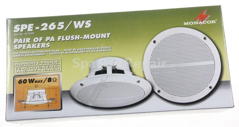 Monacor Speaker-build-in - Spe 265 ws Einbaulautsprecher paar, Koaxialsystem, 8 , HochtÖner - 0102690