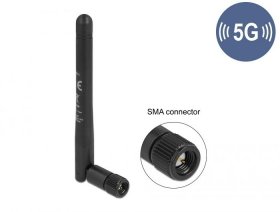 Delock Antenna - 12711 5g 3 3 - 5 0 Ghz Antenne Sma Stecker -1 0 - 4 5 Dbi 10 9 Cm Omnidirektional Mit Kippgelenk Und Flexiblem Material Schwar