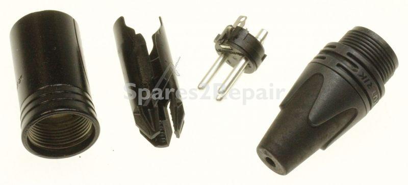Neutrik Xlr Plug - 3pin Xlr - Dmx Plug, Black Chrome Housing