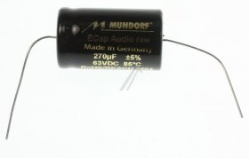 Mundorf 63v Axial Electrolytic 85 Degr - 270uf-63v Audio Elcap Axial 85° 21x36mm Bipolar Raw