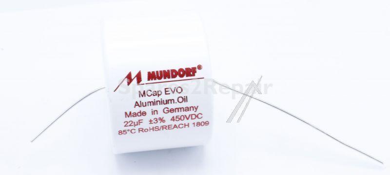 Mundorf Foil Capacitor - 22uf-450v Audio Filmcap. Axial 85° 50x35mm
