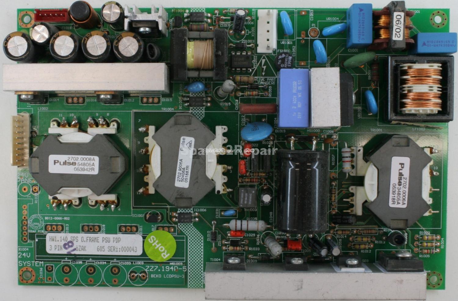 Acoustic Solutions NRAS42PES - Sub PSU - ZZ7.194P-5 - BEKO LCDPSU-3 - HW1.140 SPS O.FRAME PSU PDP