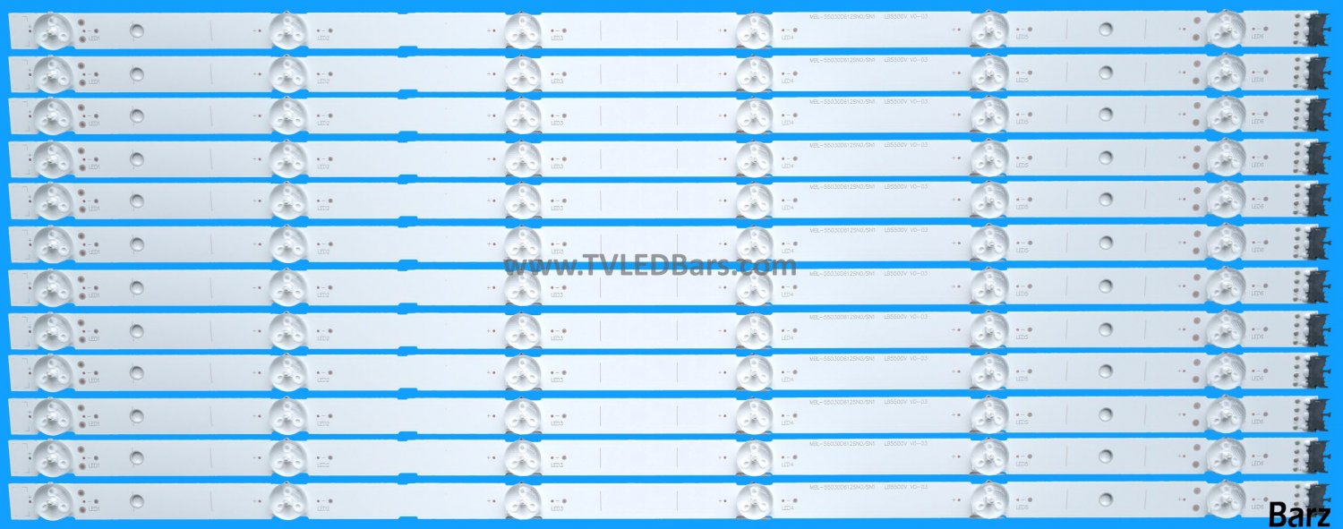 Barz LED Backlight Array Sony KD-55XH9005 KD-55XH9296 KE-55XH9005 KD-55XH9077 55" YDAS055DND01 LB5500V V0_03 MBL-55030D612SN0/SN1 12pcs