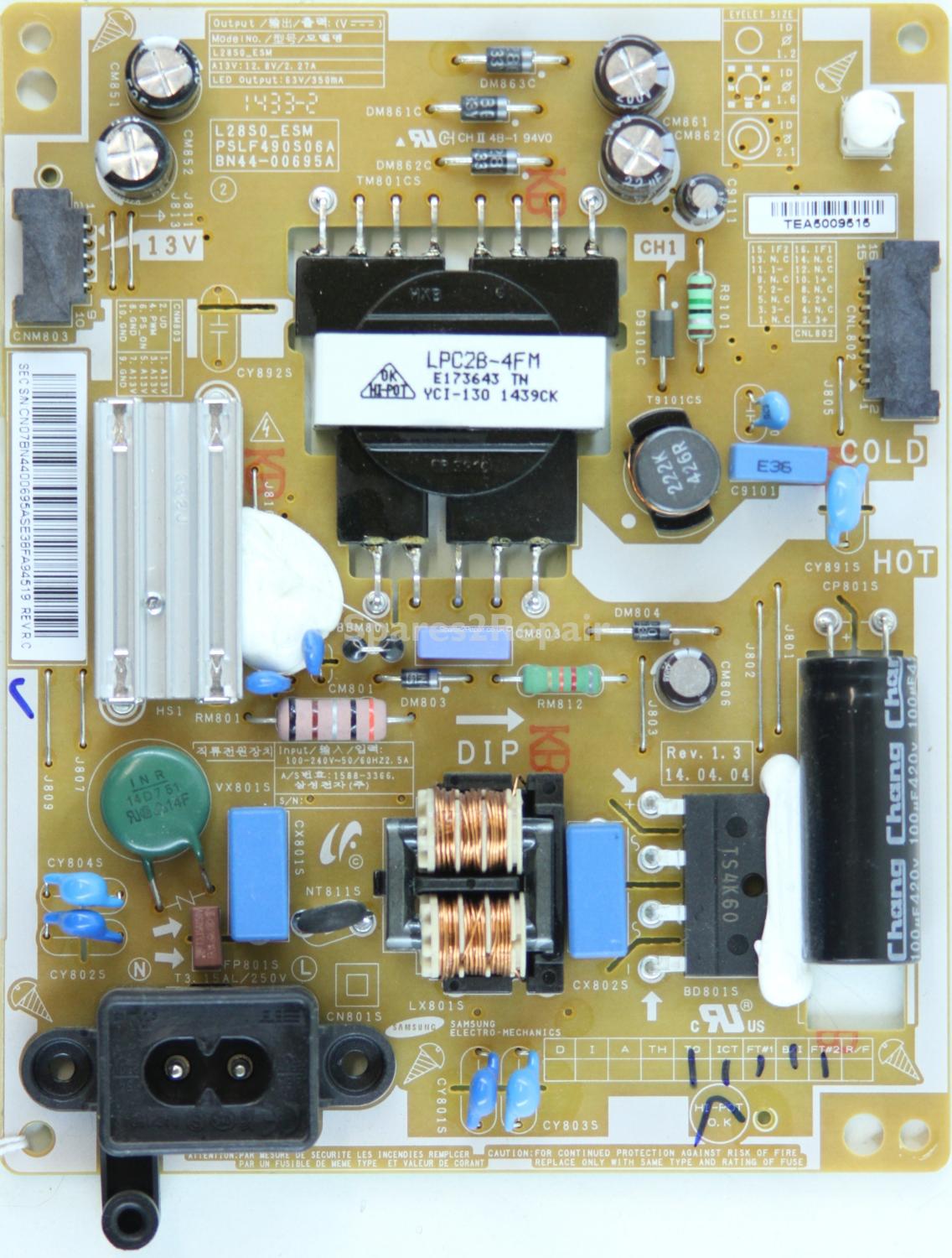 Samsung T28D310EW - PSU - BN44-00695A - REV1.3 - L28S0_ESM - PSLF490S06A