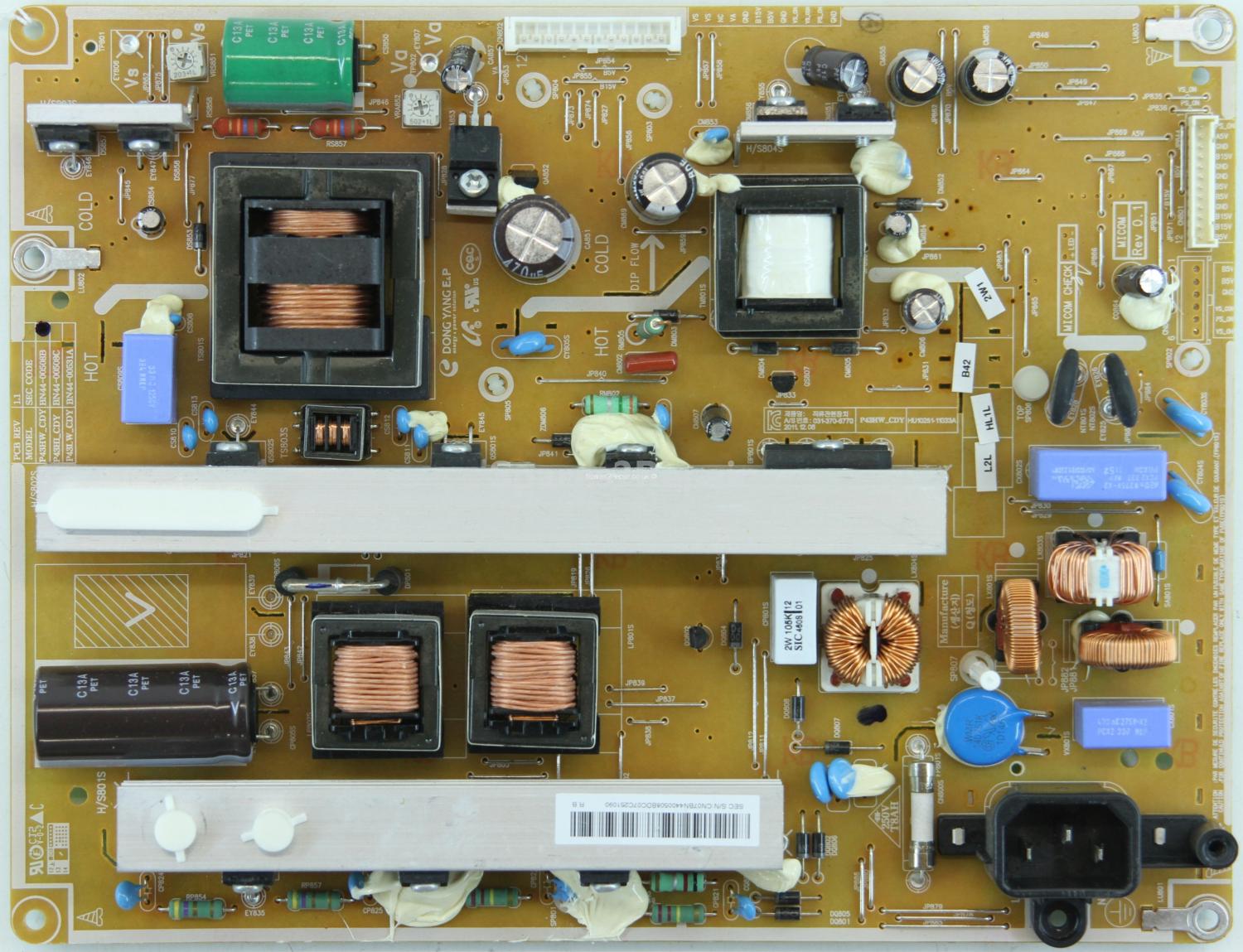 Samsung PS43E490 - PSU - BN44-00508B - REV 1.1 - P43HW_CDY - HU10251-11033A