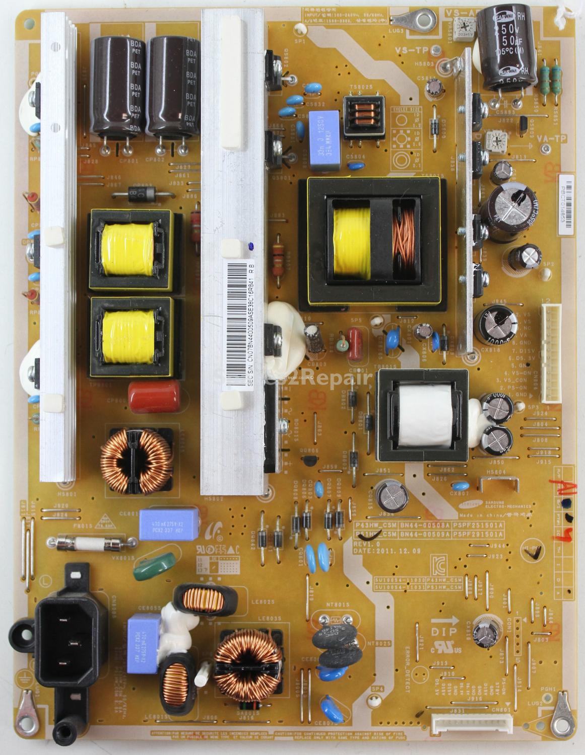 Samsung PS51E450 - PSU - BN44-00509A - REV1.0 - PSPF291501A - P51HW_CSM - SU10054-11031